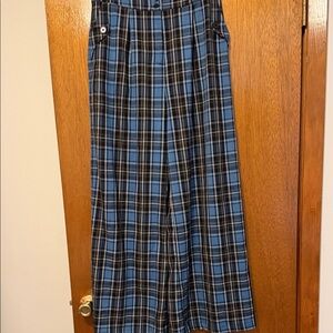 ModCloth blue plaid wide trouser pants